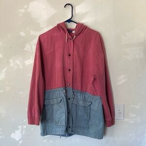 Vintage OP hooded jacket size Large teal pink great condition